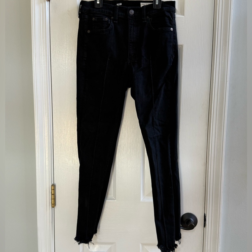 rag & bone Black Frayed Hem Skinny Jeans